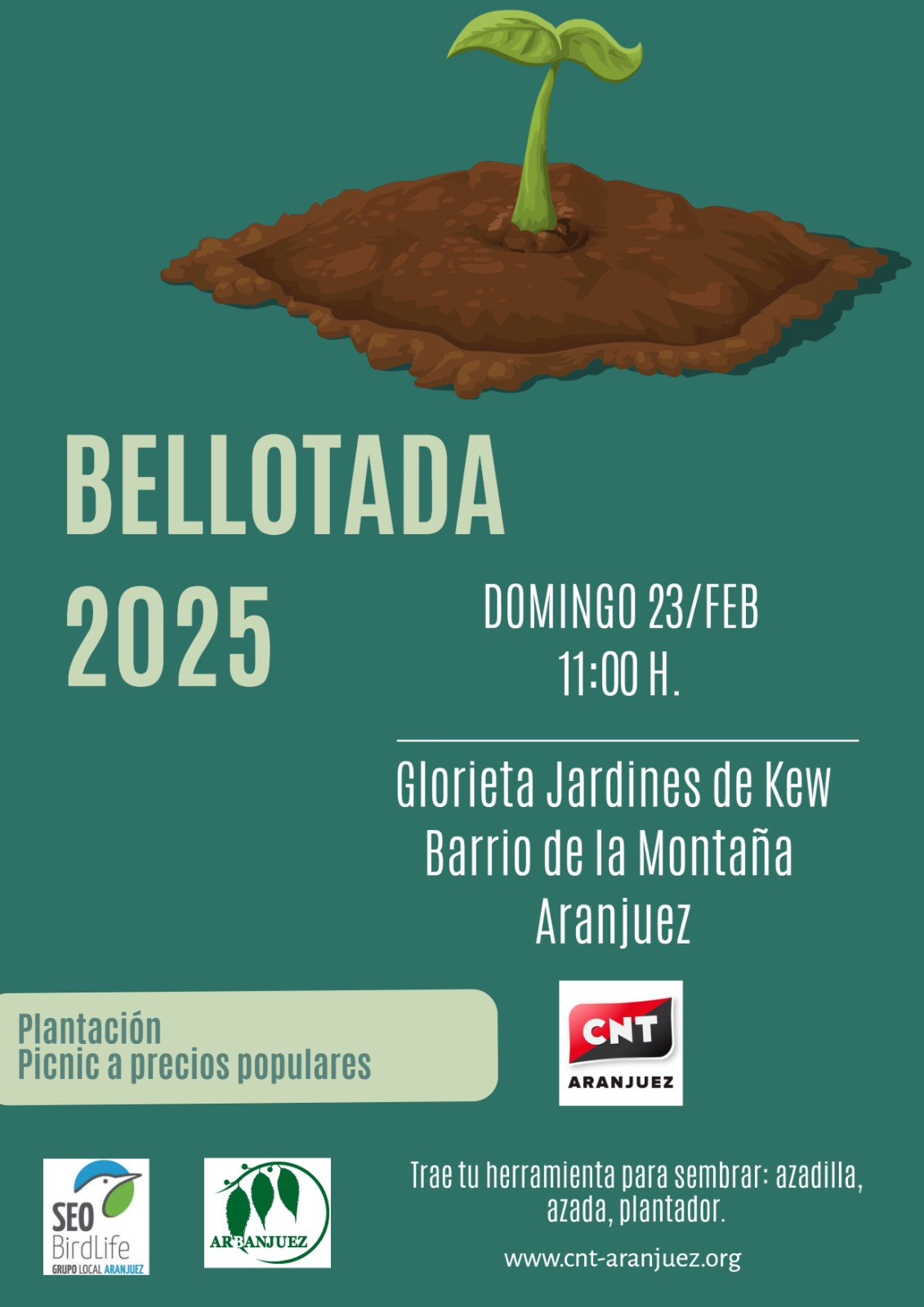 Cartel convocatoria de la plantación popular el domingo 23 de febrero de 2025